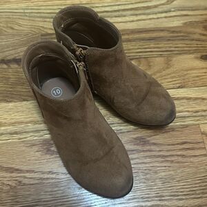 Cat & Jack Ankle Boot Bootie Brown Tan Faux Suede Girls Toddler Size 10